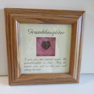 GRANDDAUGHTER Framed Picture standing, cream & pink background, wood frame 7x7"